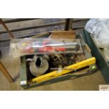 A box containing various tools to include planes;