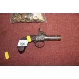 A Boxlock pocket pistol with slab sided grips and