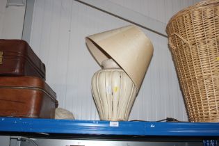 A table lamp and shade