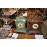 Two American two hole mantel clocks