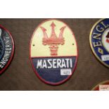 A painted cast iron sign for Maserati (cm-47)