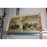 A large framed print, after David Shepherd "Elepha