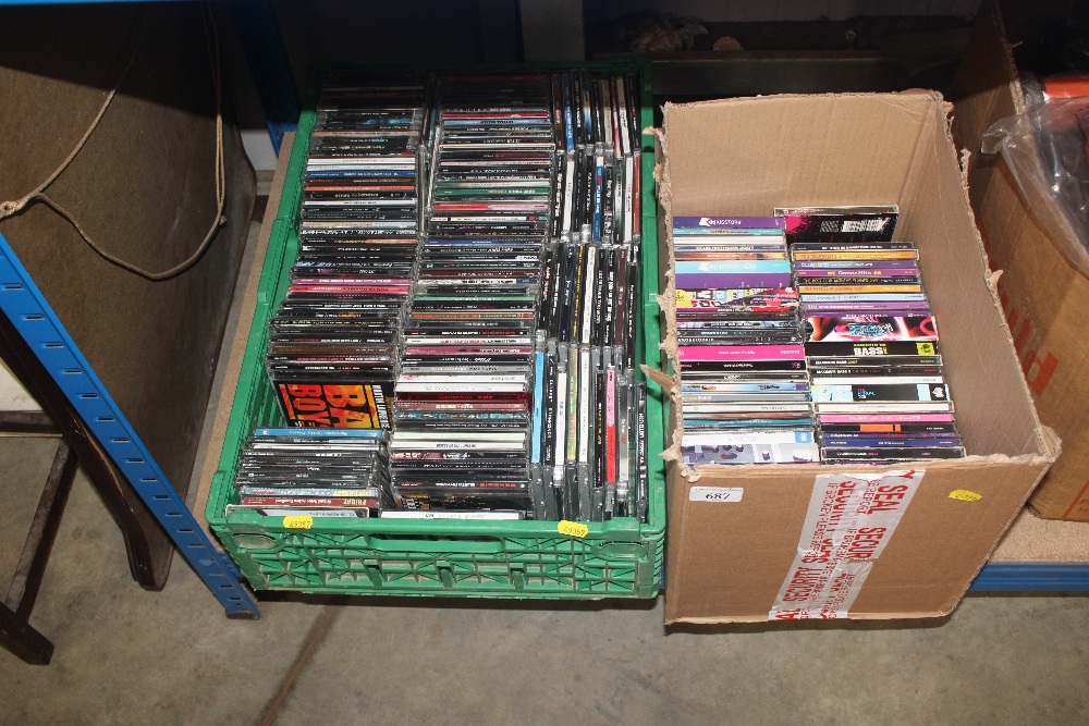 Two boxes of various hip hop and dance CDs