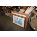 Two pine framed prints