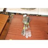 A pair of glass handled salad servers etc