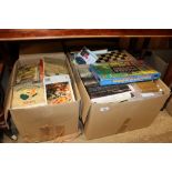 Three boxes of miscellaneous books, board games et