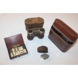 A pair of brushes in fitted case; a Carl Zeiss loo