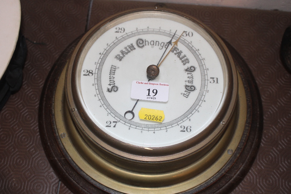 A brass cased ships style barometer and a circular - Image 2 of 3