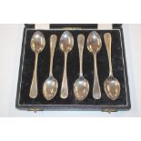 A cased set of six silver teaspoons