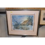 John Russel, watercolour study of a rural barn, si