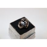 A boxed 925 Sterling silver and black onyx set rin