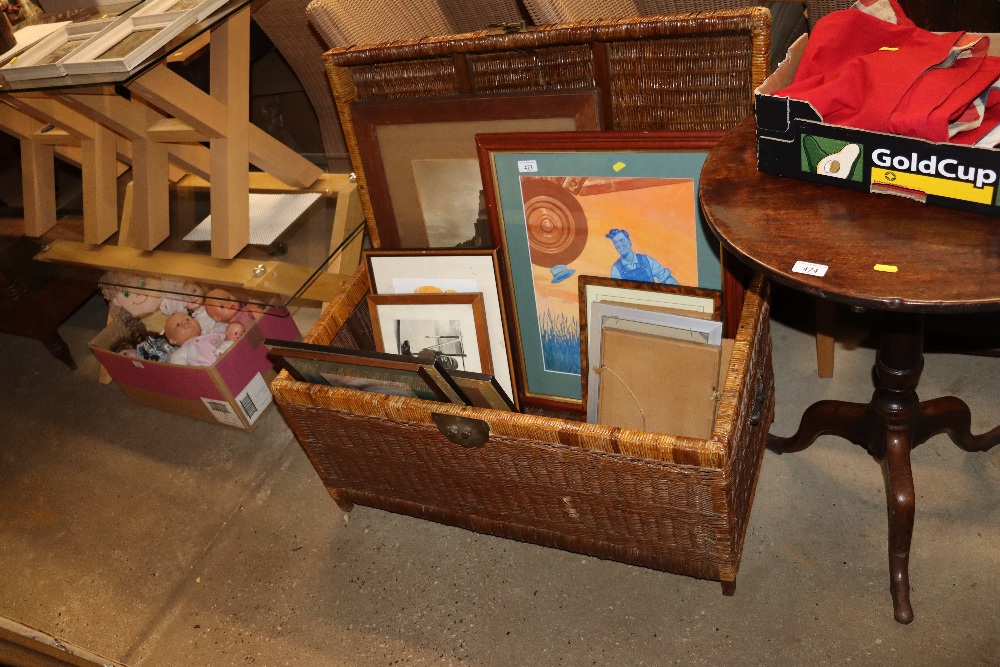 An oriental wicker storage trunk