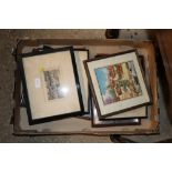 A box of miscellaneous pictures and prints to incl