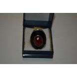 A large Hallmarked Sterling silver black onyx and