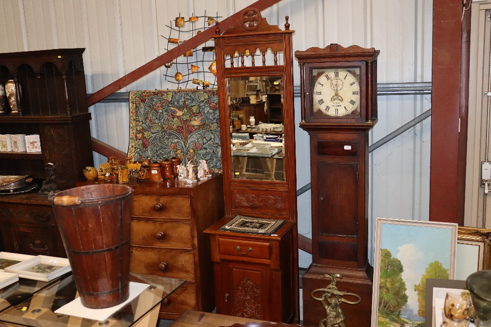 A mirror back hall stand with carved decoration cu