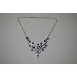 A Sterling silver and amethyst necklace approx.20