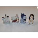 A small Uncle Toby Staffordshire figure and three