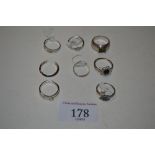 Eight Sterling silver rings