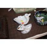 A Verbilki USSR porcelain model of a hen and a dis