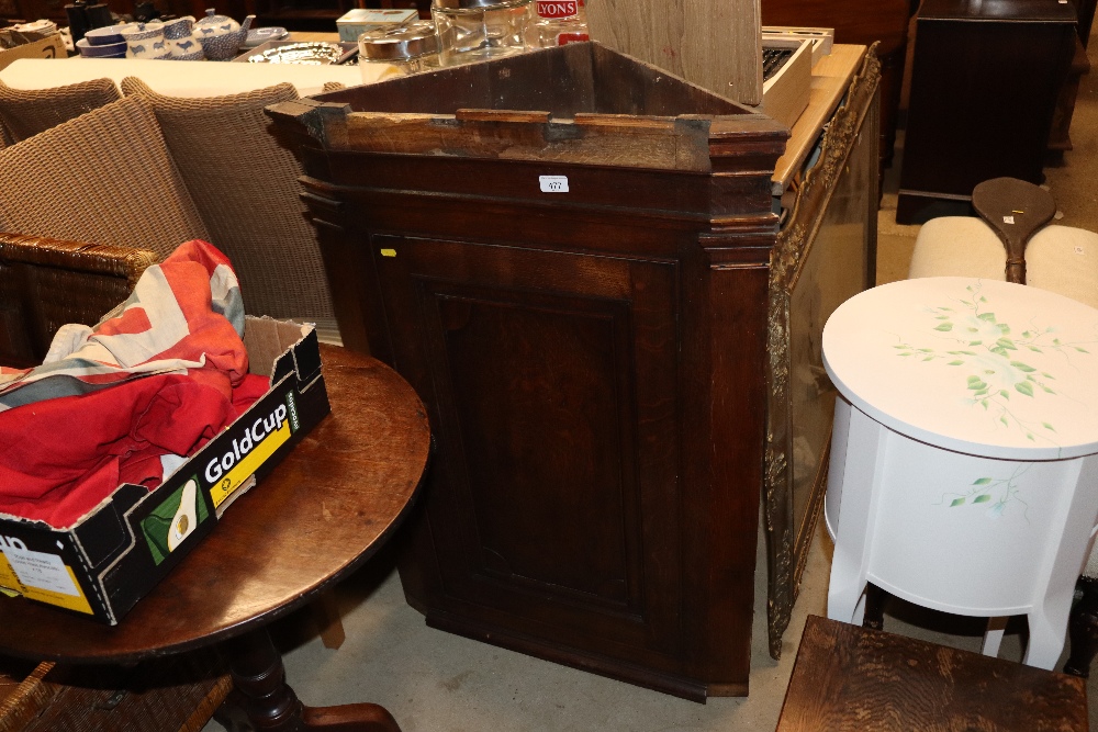 A 19th Century oak hanging corner cupboard