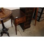 A small 19th Century mahogany drop leaf work table fitted two drawers
