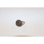 A Sterling silver and marcasite set dress ring