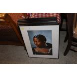 Two framed photographs of Sting and three others o