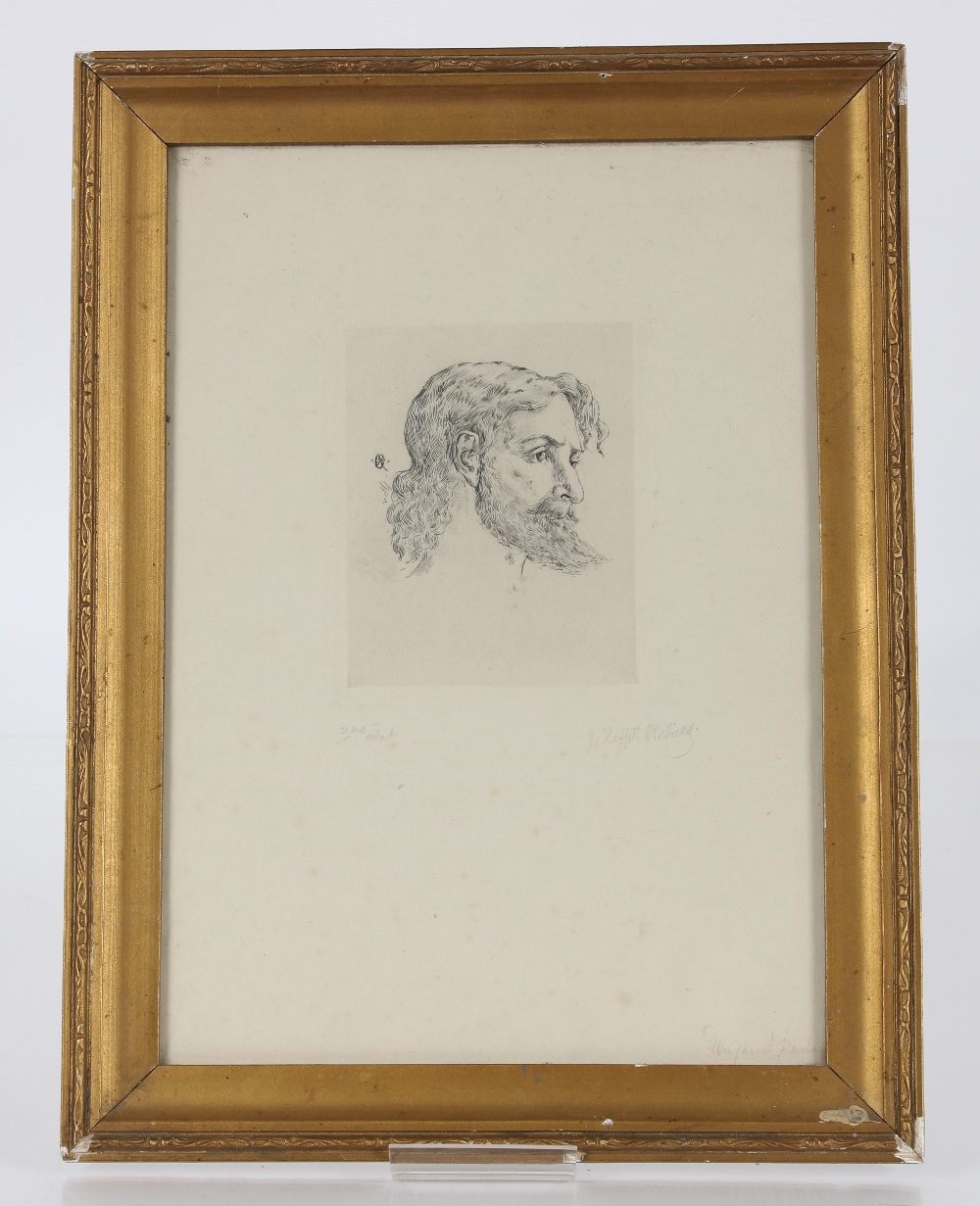 Reffet Oldfield, pencil signed etching of a bearde