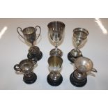 Six engraved silver trophies, approx. total weight 397