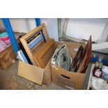 Two boxes of various picture frames and glass