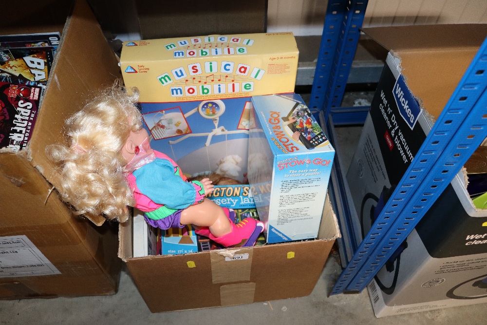 A box containing children's toys, board games etc.