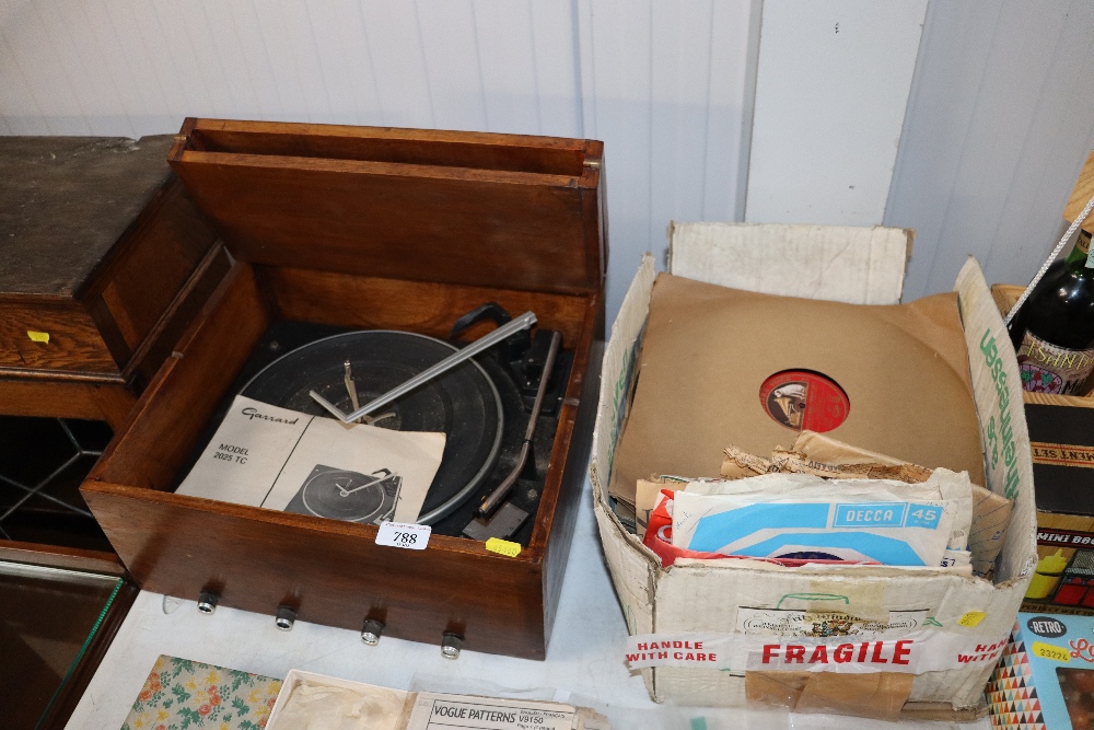 A Garrard model 2025TC record player and box of re