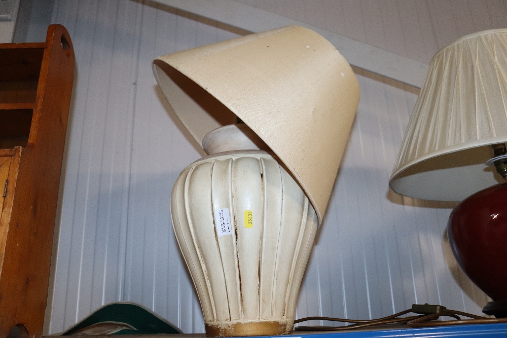 A table lamp and shade