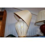 A table lamp and shade