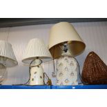 Two table lamps and shades