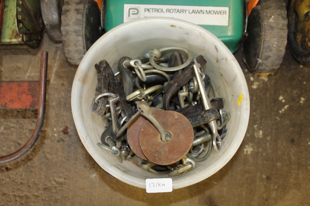 A bucket of horse bits