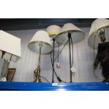 Three table lamps and shades