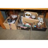 Four boxes containing various patterned tea ware,
