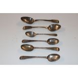 Six various silver spoons, approx. 85gms total wei