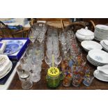 A collection of various table glassware