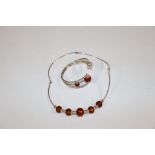 A Sterling silver and Murano glass collar necklace