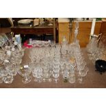 A collection of various Edwardian glasses, decante