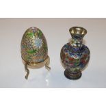 A Chinese cloisonné vase decorated with dragons an