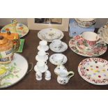 A collection of Herend porcelain teaware with bird and