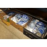 Three boxes of miscellaneous blue and white china