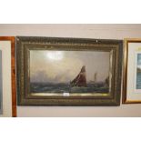 19th Century school, oil study of fishing boats i