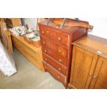 A stained wooden chest fitted five drawers