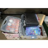 Two boxes containing various art materials, craft