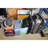 A quantity of various suitcases, bags, hats etc.