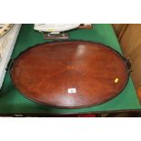 An Edwardian mahogany and inlaid tray